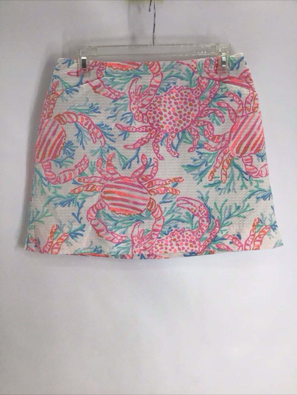 Lilly Pulitzer Getting Steamy Crabs Marigold Skort Resort Beach Pink/Blue size 4